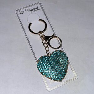 Turquoise and Goldtone Heart Bag Charm NWT